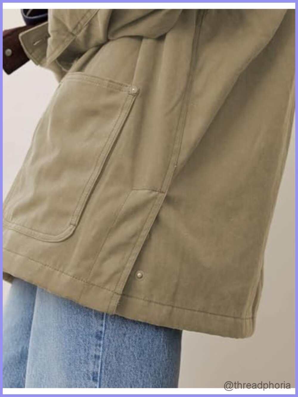 Oversized Utility Cotton Coat Corduroy Collar Barn Jacket with Pockets - Picture 2 of 5